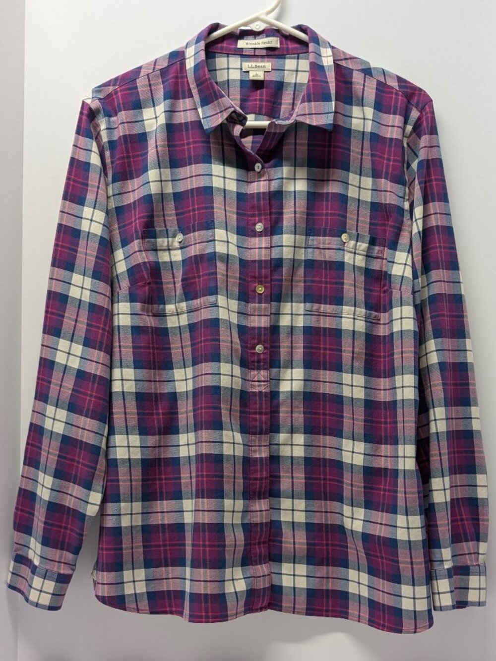 L.L. Bean Wrinkle Resist Plaid Button Down Shirt